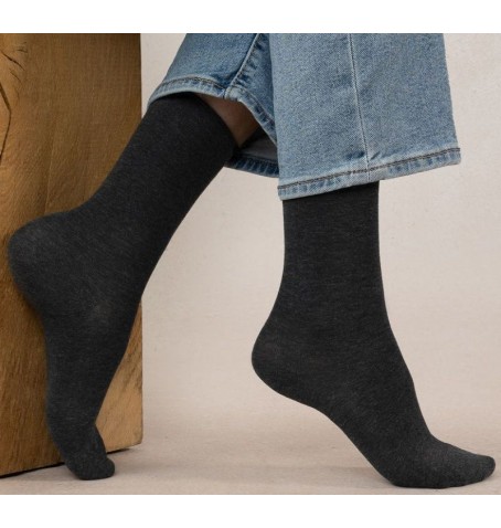 Bleu Forêt CHAUSSETTES COTON VELOUTÉ UNIES - Argent gris - 6594$T8H