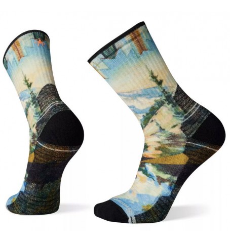 Smartwool HIKE LIGHT CUSHION MOUNTAIN PRINT CREW - Bleu - SW001617$G61