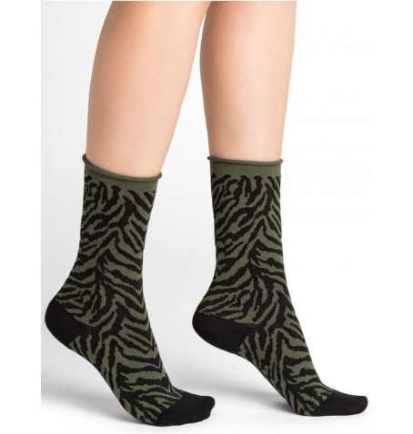 Bleu Forêt CHAUSSETTES LAINE FINE TIGRE - Vert/Kaki - 6375$BT6