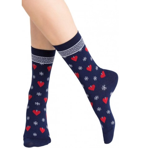 Bleu Forêt CHAUSSETTES COEURS DE NOËL - Bleu - 6391$JI8