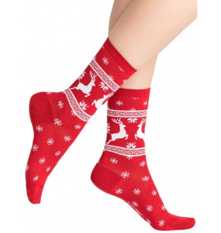 Bleu Forêt CHAUSSETTES NOËL RENNES FLOCONS - Rouge - 6392$AF9