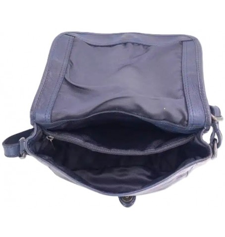 The trend 22505 VERA ITALIAN LEATHER BAG - Blue - 22505$100